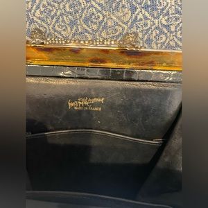 Vintage black leather evening bag